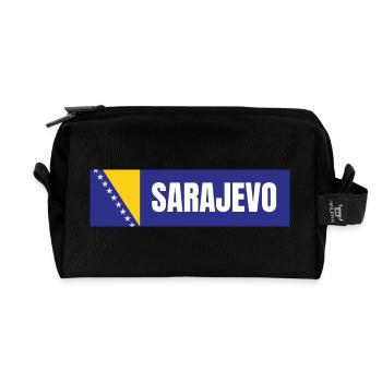 Sarajevo in Bosnia and Herzegovina Flag Colors - Recycled Toiletry Zip Bag - black - Front