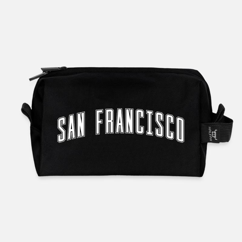 San Francisco Bogen-Schrift Design - Recycelte Kulturtasche - Schwarz