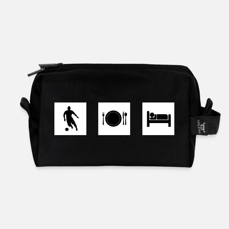 Design Thème Sport et Repas - Trousse de toilette en tissu recyclé - noir