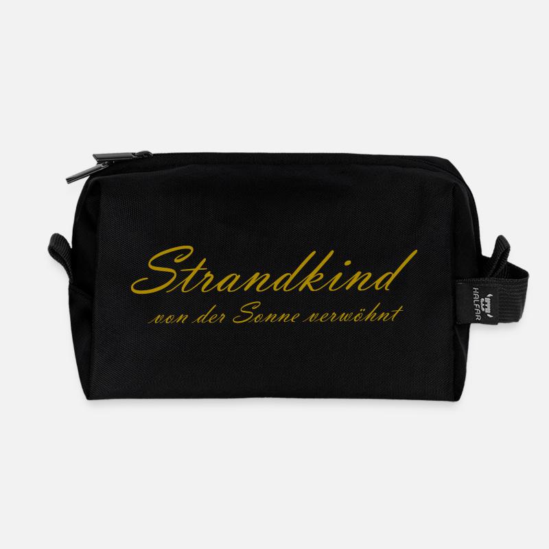 Strandkind von der Sonne verwöhnt - Recycelte Kulturtasche - Schwarz
