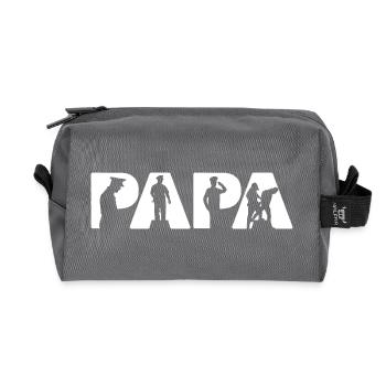 Papa Police Heartbeat EKG Pulse Cop Dad Officer - Recycled Toiletry Zip Bag - anthracite - Front