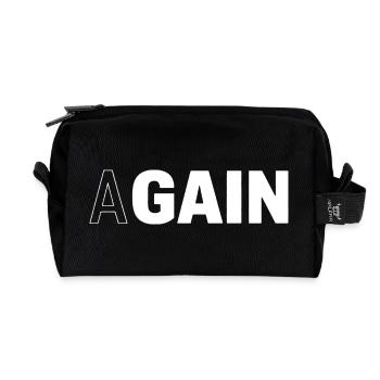 Hidden Gain — AGAIN Typography Motivational - Recycled Toiletry Zip Bag - black - Front