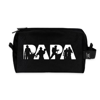 Feuerwehrmann Papa Hero Rescue Silhouette Slogan - Recycelte Kulturtasche - Schwarz - Vorne