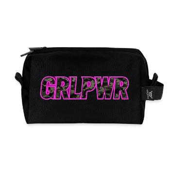 GRLPWR Camo Neon Streetwear Pink Design - Recycelte Kulturtasche - Schwarz - Vorne