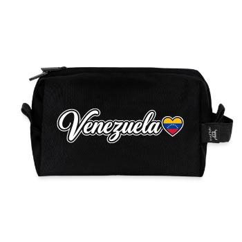 Scénario du Venezuela avec drapeau cœur amoureux - Trousse de toilette en tissu recyclé - noir - Devant