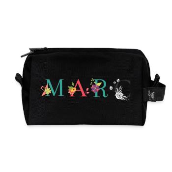 MARC Name Art With Flowers Embroidered - Recycled Toiletry Zip Bag - black - Front