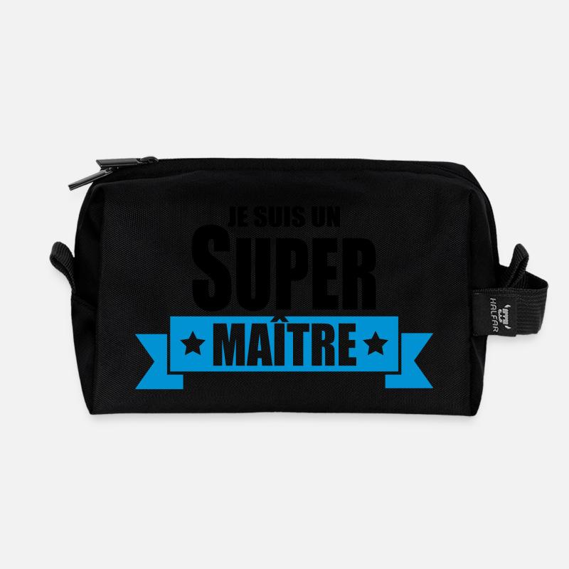 je suis un super maître - Trousse de toilette en tissu recyclé - noir