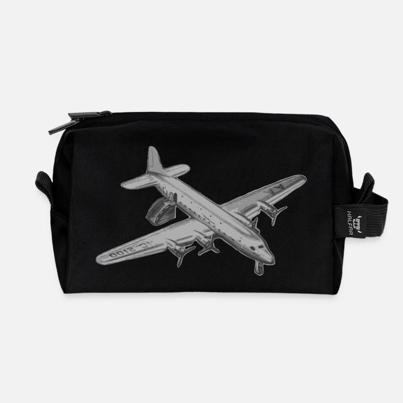 Flugzeug - Recycelte Kulturtasche - Schwarz