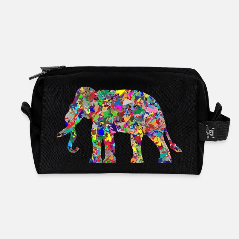 Elefant - Recycelte Kulturtasche - Schwarz