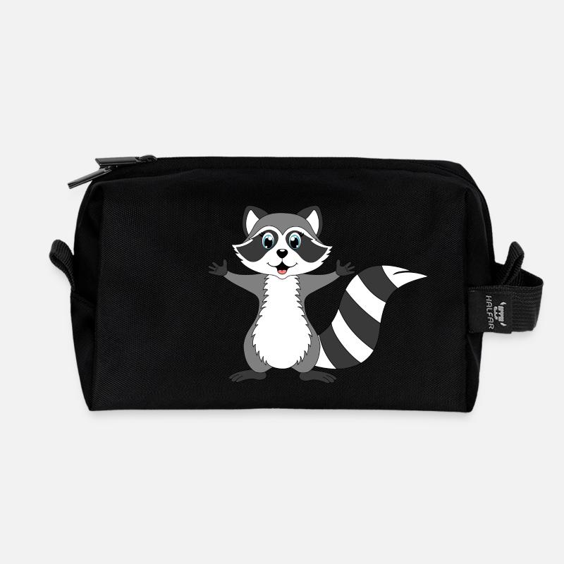 Waschbär - Recycelte Kulturtasche - Schwarz