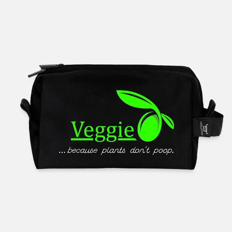 Veggie - Vegetarier. Geschenk Idee - Recycelte Kulturtasche - Schwarz