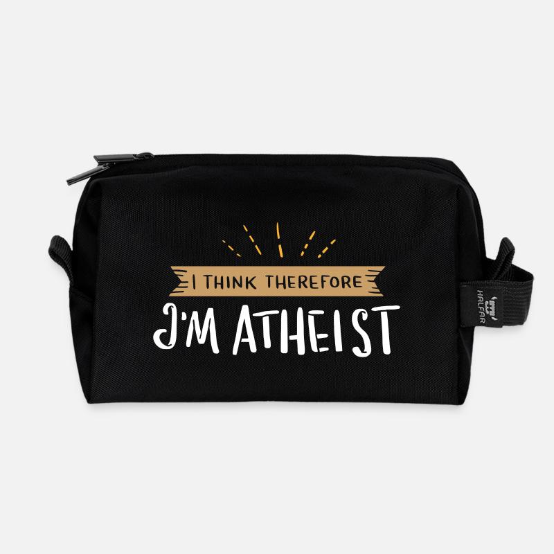 Atheist Atheism Freethinker T-Shirt Gift - Recycled Toiletry Zip Bag - black