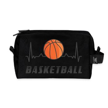 Basketball heart rate design - Recycled Toiletry Zip Bag - black - Front