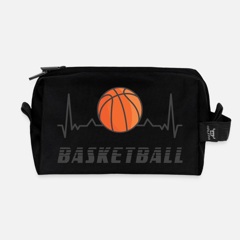 Basketball Herzfrequenz Design - Recycelte Kulturtasche - Schwarz