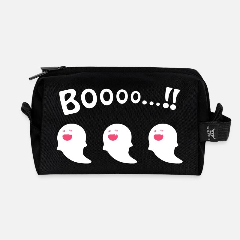Booo ghost - Recycled Toiletry Zip Bag - black