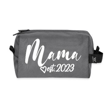 2023, werdende Mama, Schwangerschaftsankündigung - Recycelte Kulturtasche - Anthrazit - Vorne