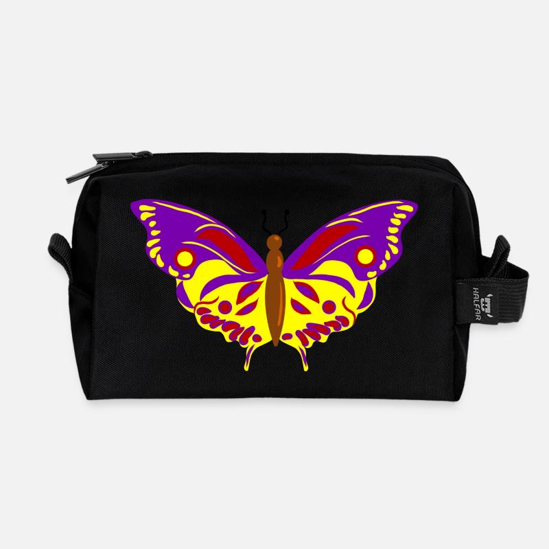 Vol de Papillon multicolore - Trousse de toilette en tissu recyclé - noir