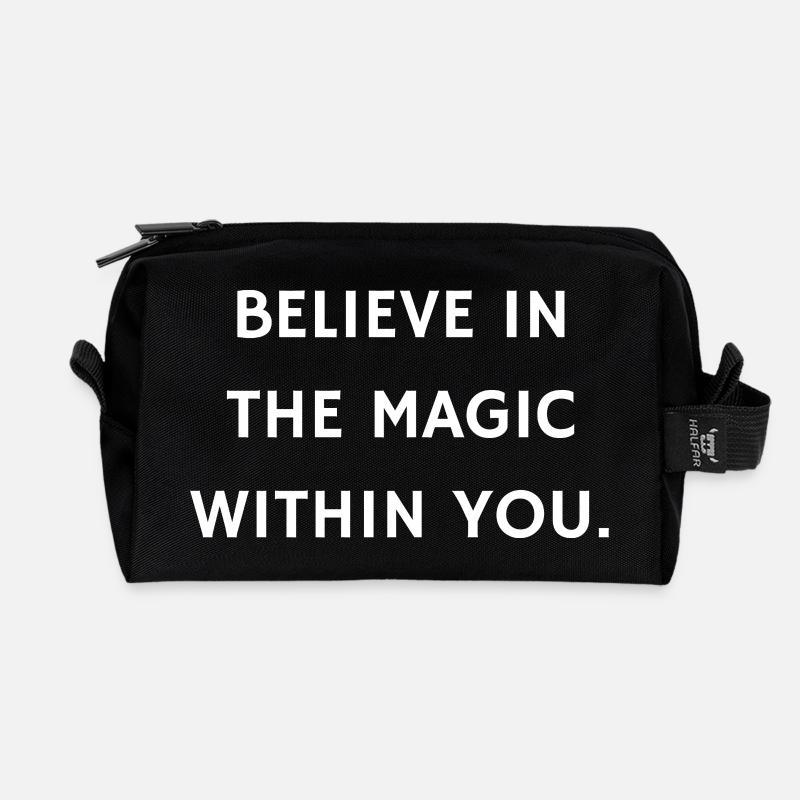 Empowering Inner Magic Typography Design - Recycled Toiletry Zip Bag - black