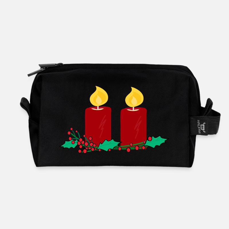 Weihnachtskerzen 2 - Recycelte Kulturtasche - Schwarz