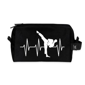 Pulse Kick Martial Arts Heartbeat Karate Symbol icon - Recycled Toiletry Zip Bag - black - Front