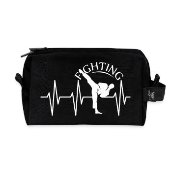 Pulse Kick Martial Arts Fighter Fighter Symbol Club - Recycled Toiletry Zip Bag - black - Front