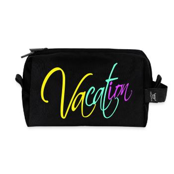 Vacation Spruch Text Insel Strand Schriftzug Logo - Recycelte Kulturtasche - Schwarz - Vorne