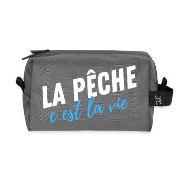 fishing is life,Humor,fisherman gift - Recycled Toiletry Zip Bag - anthracite - Front