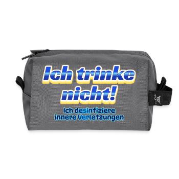 Ich trinke nicht – Ich desinfiziere innere Verletz - Recycelte Kulturtasche - Anthrazit - Vorne