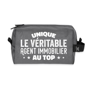 the real real estate agent at the top - Recycled Toiletry Zip Bag - anthracite - Front