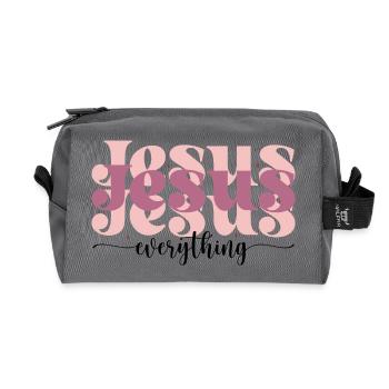 Jesus over everything - Recycled Toiletry Zip Bag - anthracite - Front