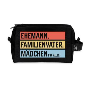 Ehemann Familienvater Mädchen Für Alles, Balken 3C - Recycelte Kulturtasche - Schwarz - Vorne
