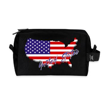 Map of the United States, American Pride - Recycled Toiletry Zip Bag - black - Front