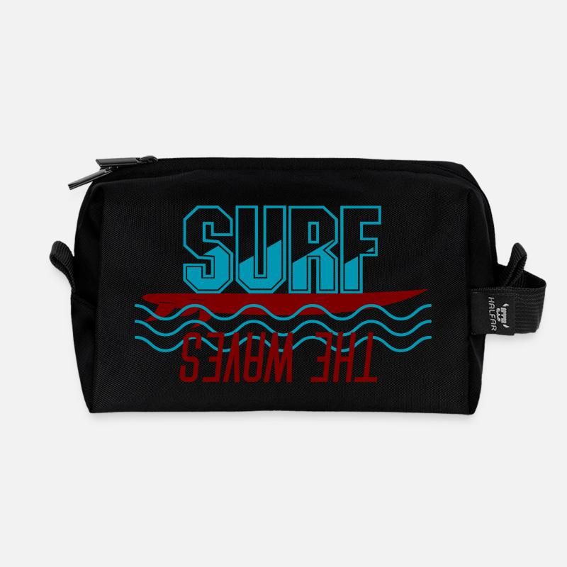 Surf the Wave - Recycelte Kulturtasche - Schwarz