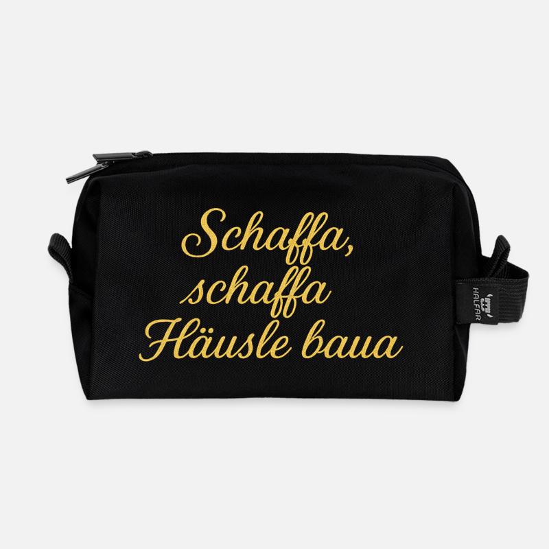 Schaffa Schaffa Häusle baua - Recycelte Kulturtasche - Schwarz