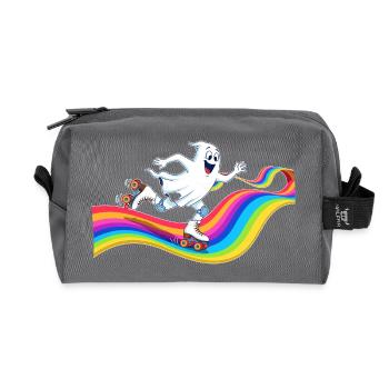 Geist beim Rollschuhlaufen auf Regenbogenbahn - Recycelte Kulturtasche - Anthrazit - Vorne