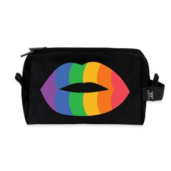 Rainbow Lips Art Print - Recycled Toiletry Zip Bag - black - Front