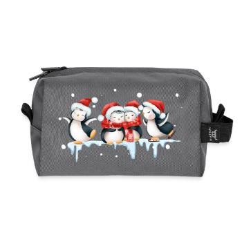 Lustige Pinguin Weihnachten - Recycelte Kulturtasche - Anthrazit - Vorne