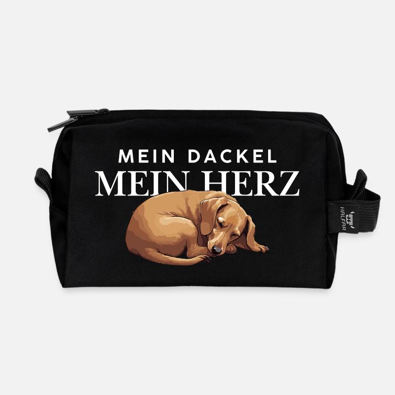 Mein_Dackel_Mein_Herz_blond - Recycled Toiletry Zip Bag - black