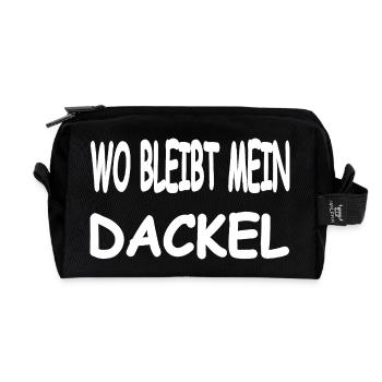 Dackel - Recycelte Kulturtasche - Schwarz - Vorne