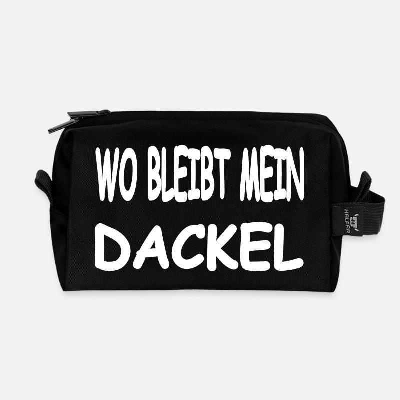 Dackel - Recycelte Kulturtasche - Schwarz