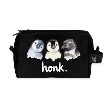 Lustiges Geschnatter von Pinguinen - Recycelte Kulturtasche - Schwarz - Vorne
