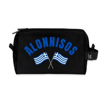 Alonnisos Crossed Greek Flags  - Recycled Toiletry Zip Bag - black - Front