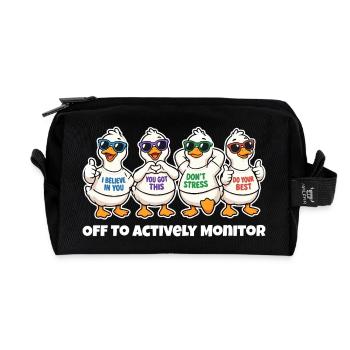 Lustige Motivations-Enten Actively Monitor - Recycelte Kulturtasche - Schwarz - Vorne