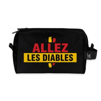 Allez Les Diables Foot Belgique | Supporter Noir J - Trousse de toilette en tissu recyclé - noir - Devant