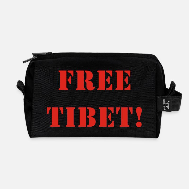 FREE TIBET! - Recycelte Kulturtasche - Schwarz
