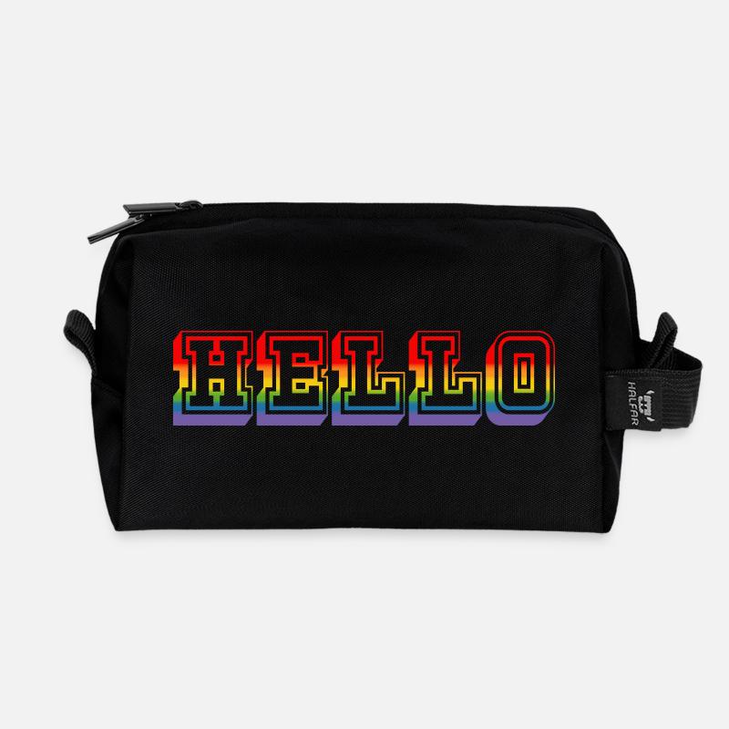LGBTQI HELLO rainbow tshirt - Recycelte Kulturtasche - Schwarz