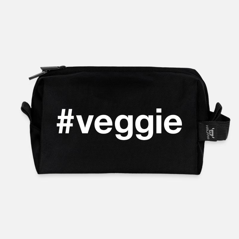 VEGGIE Vegetarian Vegetarisch Hashtag - Recycelte Kulturtasche - Schwarz