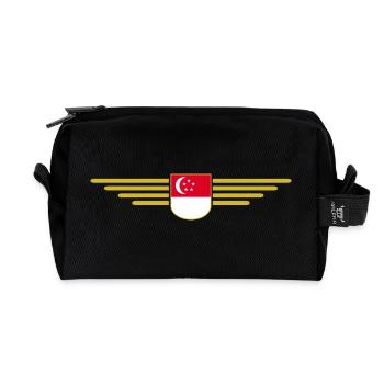 Singapur Fan Outfit Design T Shirt - Recycelte Kulturtasche - Schwarz - Vorne