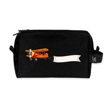 Doppeldecker Flugzeug Banner Motiv Retro  - Recycelte Kulturtasche - Schwarz - Vorne