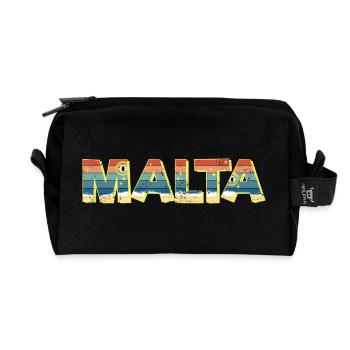 Malta Insel Strand Retro Urlaub Vintage Souvenir - Recycelte Kulturtasche - Schwarz - Vorne